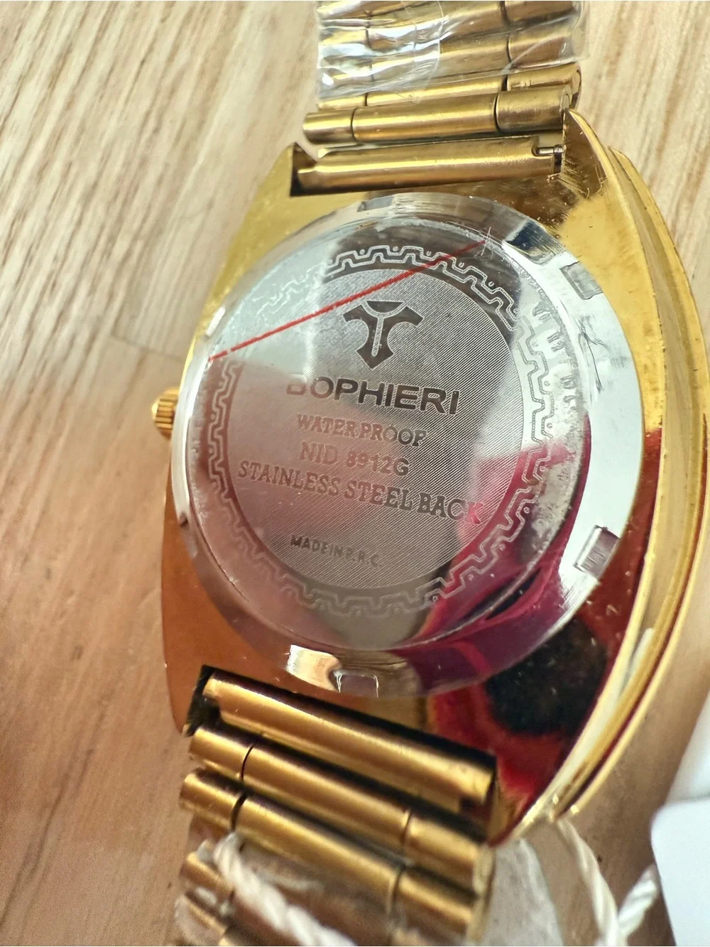 Bophieri mens gold tone watch NEW BATTERY